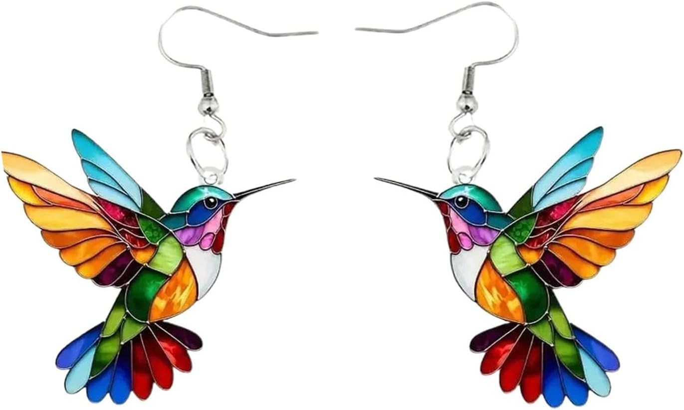 Colorful hummingbird-shaped earrings